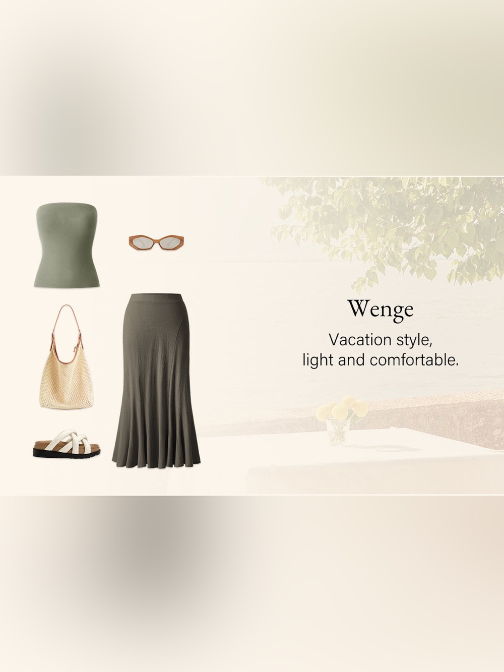 OGL Wrinkle-resistant Cotton-linen Pull-on Midi Skirt in Wenge size Medium NWT - Picture 2 of 6